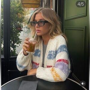 Anthropologie Grazia Chunky wool colorful Striped Cardigan like Mr Mittens Gogo